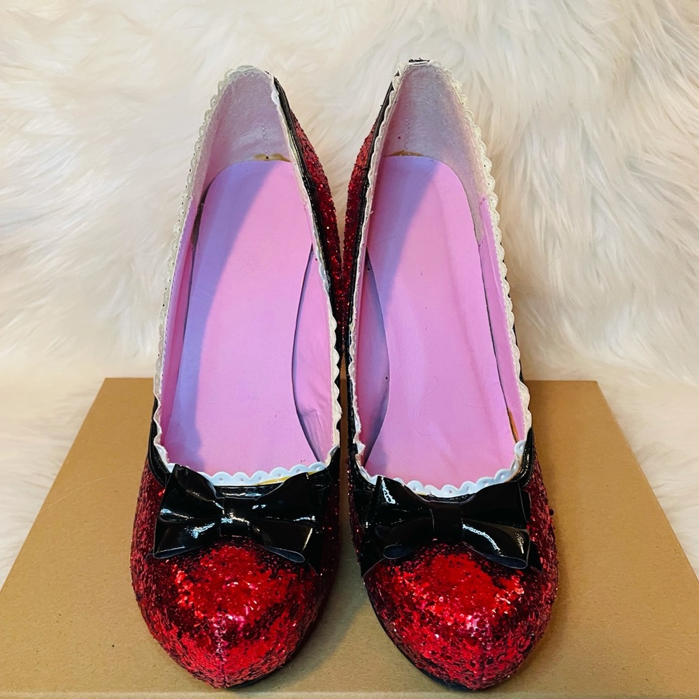 Sparkly red high heel pumps